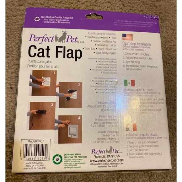 Perfect Pet Cat Flap Up To 12 Lbs Telescoping Frame Flap Size 6 1/4" x 6 1/4" - Picture 3 of 5